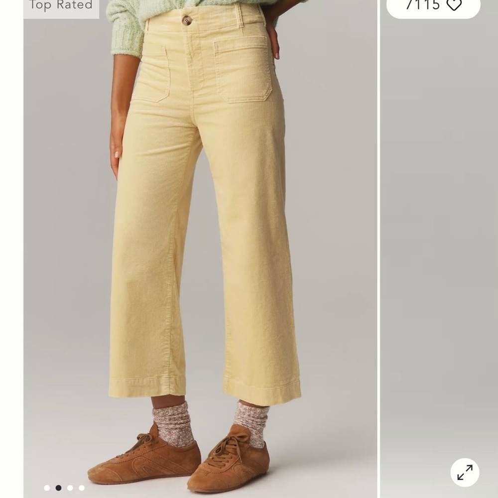 New - The Colette Corduroy Crop Wide-Leg Pants by Maeve